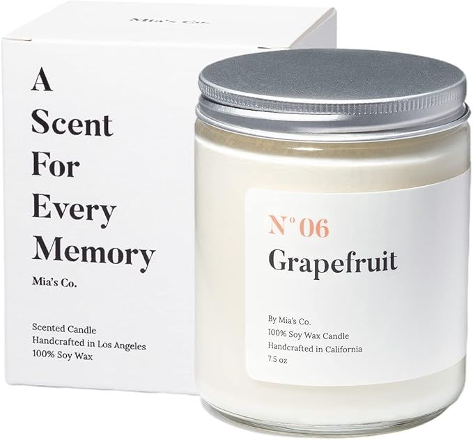 Mia's Co Grapefruit Scented Candle, Handmade with Natural Soy Wax and Cotton Wicks, 7.5 oz Minima... | Amazon (US)