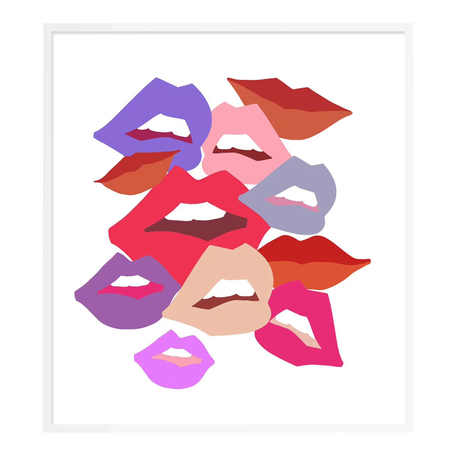White Lips by Angela Blehm in White Framed Paper, Large Art Print | Chairish