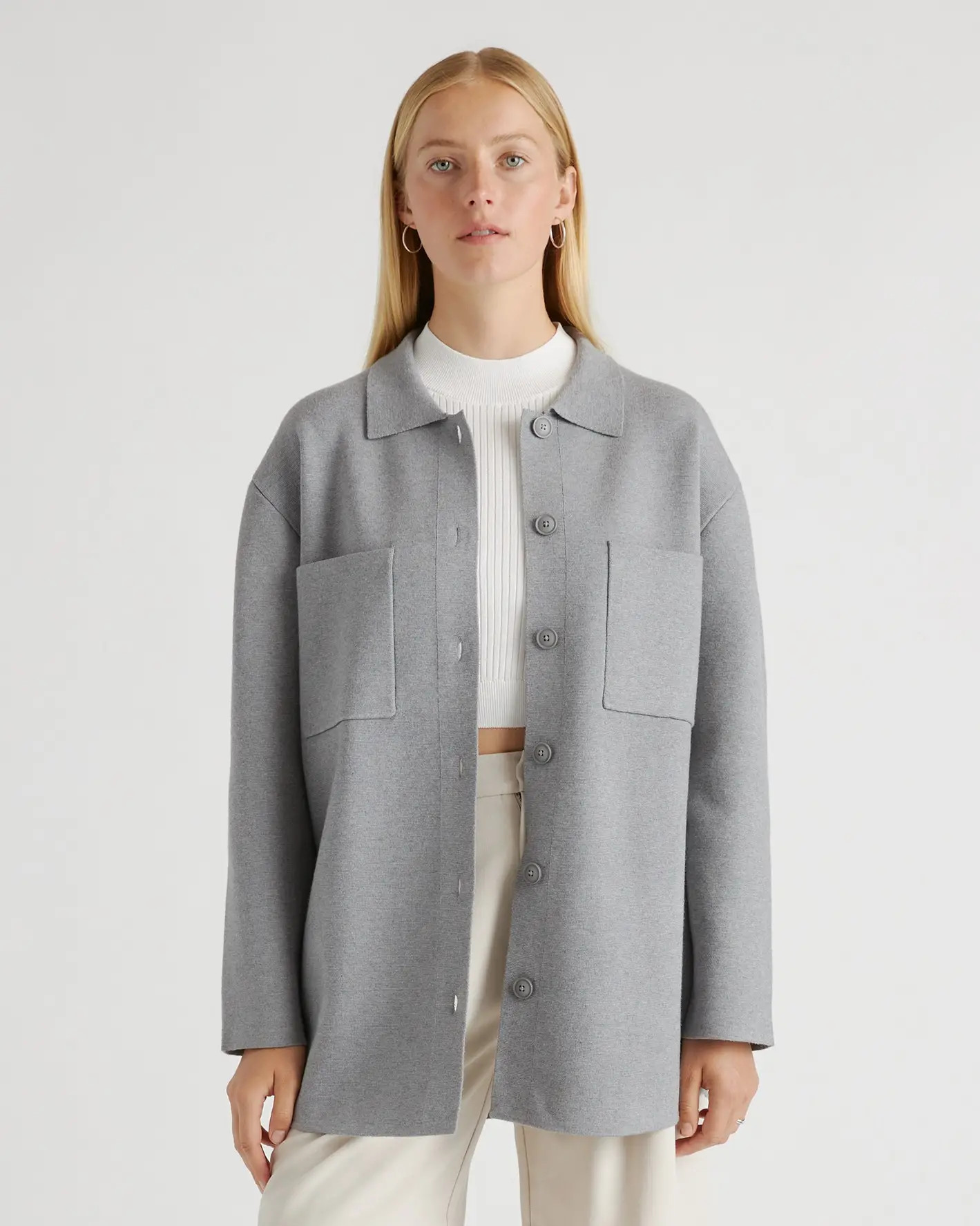 Eco-Knit Milano Stitch Oversized Shirt Jacket | Quince