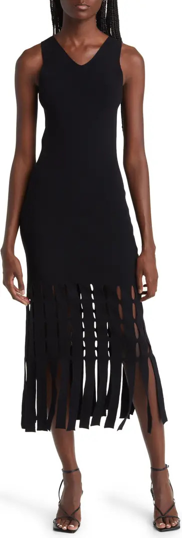 Kaia Fringe Detail Knit Midi Dress | Nordstrom
