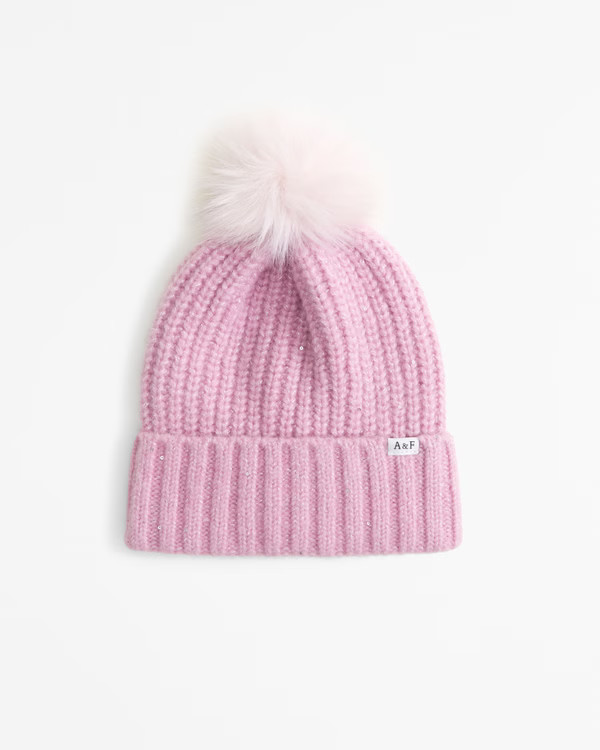 girls cable-knit pom beanie | girls extra 20% off select coats & jackets | Abercrombie.com | Abercrombie & Fitch (US)