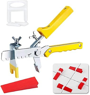 Tile Leveling System, Premium 300 pcs 1/8" Tile Spacers Clips, 100 pcs Reusable Wedges and 1 pc F... | Amazon (US)
