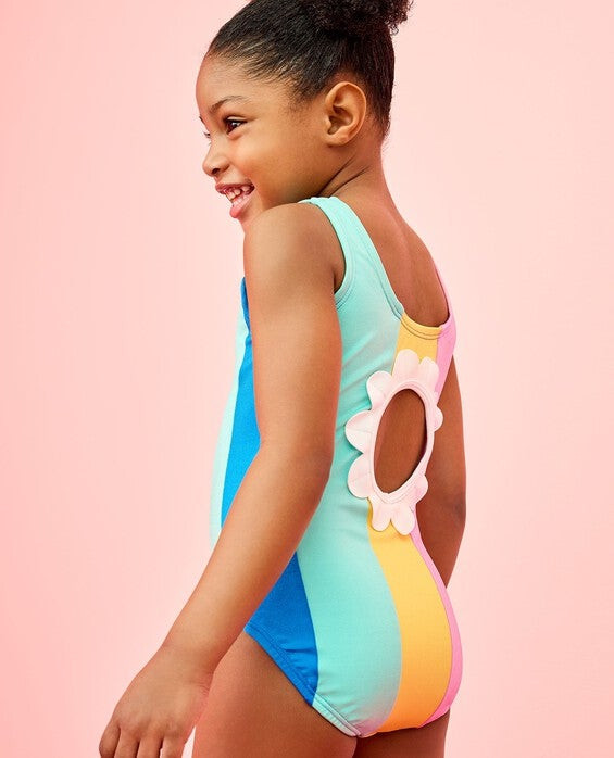 Girls' Dark Rainbow Colorblock One-Piece Shimmer Swimsuit - Size Big Kids 12 by Hanna Andersson | Hanna Andersson