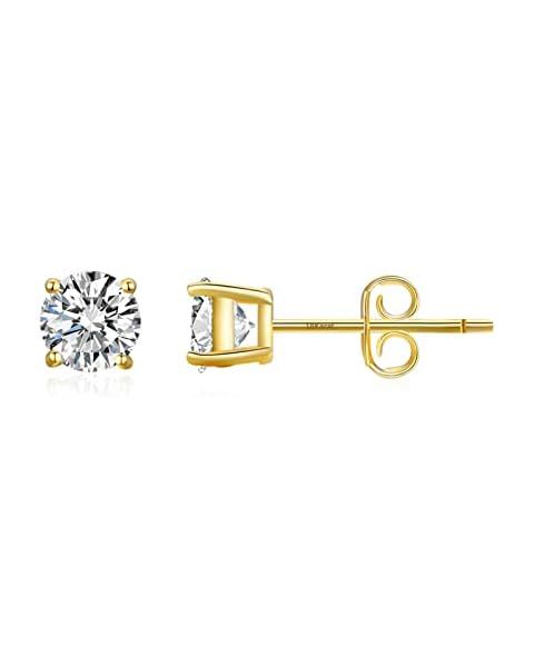 PAVOI 14K Gold Plated Sterling Silver Cubic Zirconia Stud Earrings for Women | Amazon (US)