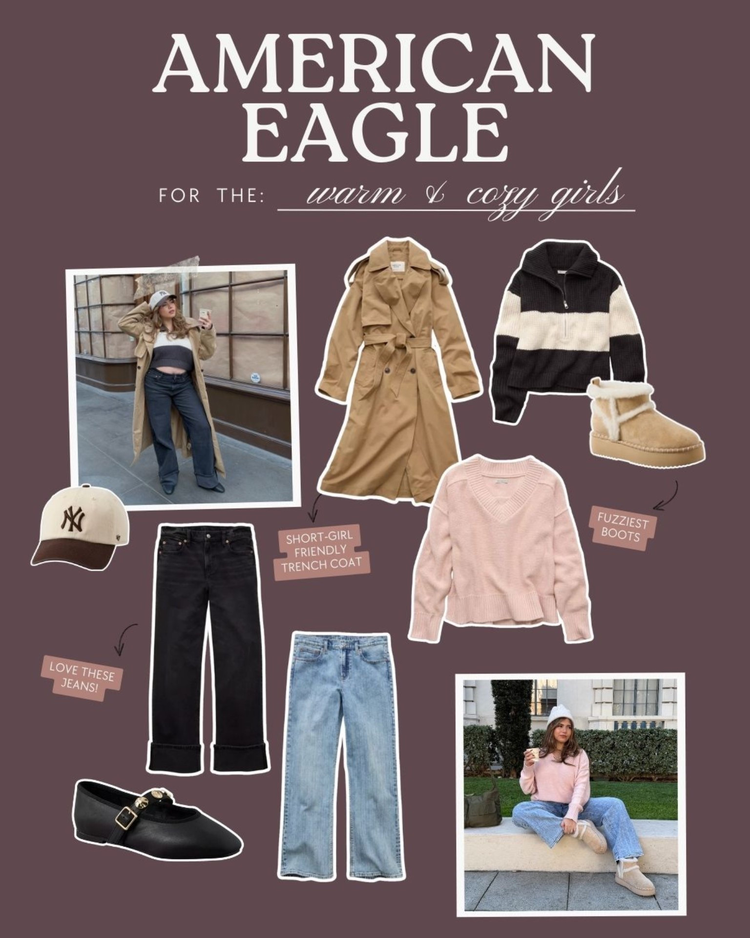 American Eagle has the best variety of warm & cozy fits this winter season! Their denim fits like a glove & has a variety of styles for every fit. SO in love with their knit sweaters & how versatile they are! ♥️ #AEPartner #AEJeans 