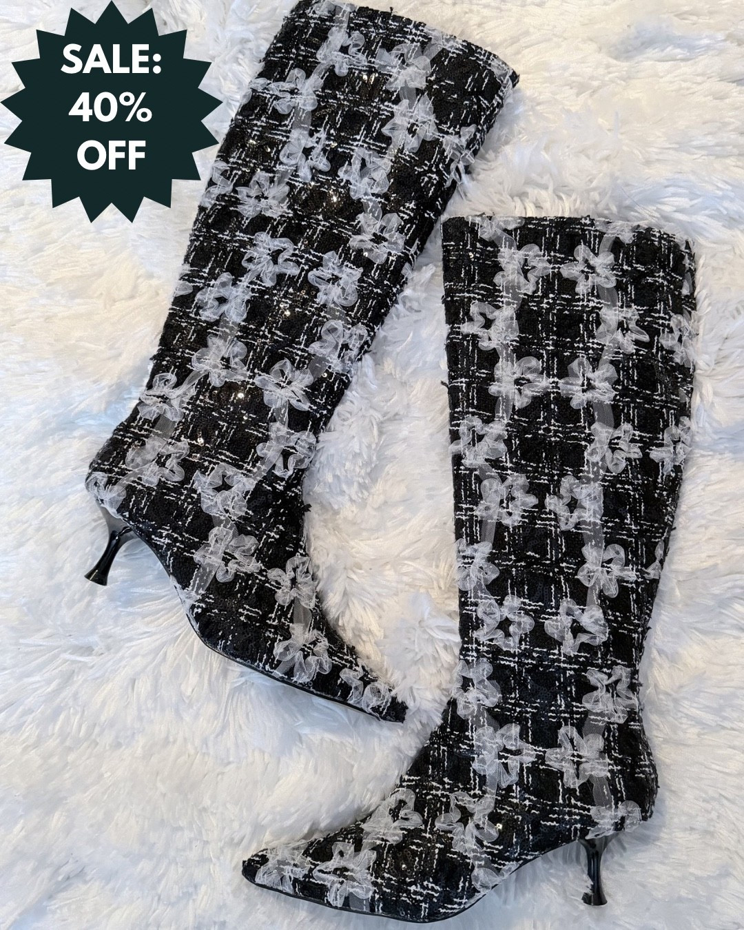 SALE: 40% off Betsey Johnson Boots - Comfortable Kitten Heel 
Rhinestone Decoration that glitters in the Light - Size up by 1/2 size - 
Put on with Leggings for day and a black dress at night 

Follow my LTK @fashionistanyc on the @shop.LTK app to view this post and get my exclusive app-only content!

#liketkit #LTKootd #LTKSaleAlert #LTKgrwm
@shop.ltk
https://liketk.it/5TaZp 