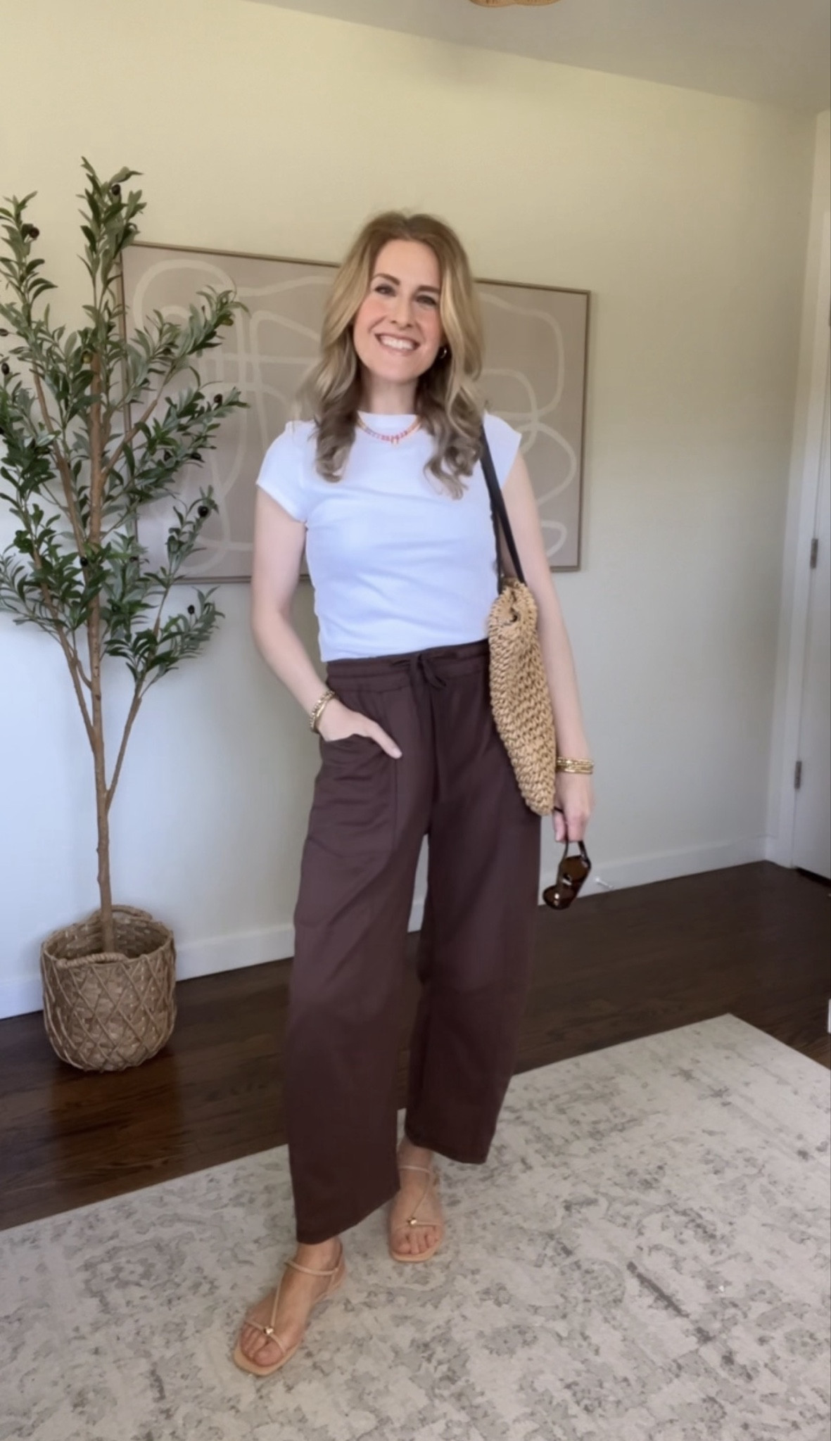 Love these wide leg baggy barrel pants with drawstring for spring, comfy mom on the go outfit. More colors. I’m in my usual small. #walmartfashion 