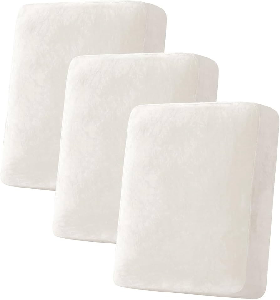 H.VERSAILTEX Velvet Stretch Couch Cushion Cover Plush Cushion Slipcover for Chair Loveseat Sofa C... | Amazon (US)