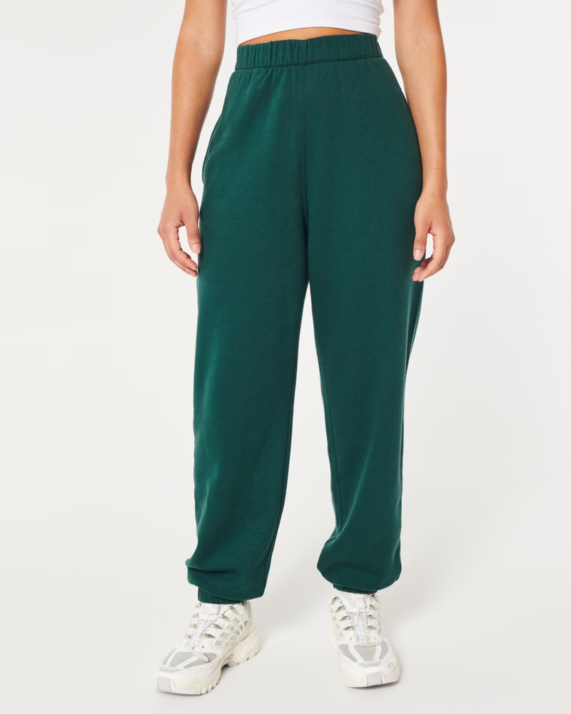 Feel Good Adjustable Rise Fleece Dad Joggers | Hollister (US)