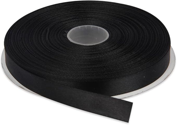 Amazon.com: Topenca Supplies 1/2 Inches x 50 Yards Double Face Solid Satin Ribbon Roll, Black | Amazon (US)