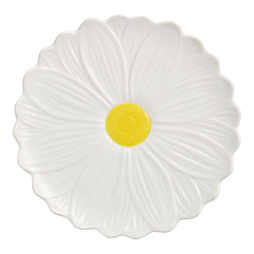 White and Yellow Daisy Hand Painted Figural Serving Platter by World Market | World Market