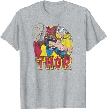 Marvel Avengers Vintage Comic Thor Mighty Hammer Throw T-Shirt | Amazon (US)