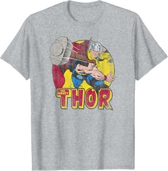 Marvel Avengers Vintage Comic Thor Mighty Hammer Throw T-Shirt | Amazon (US)