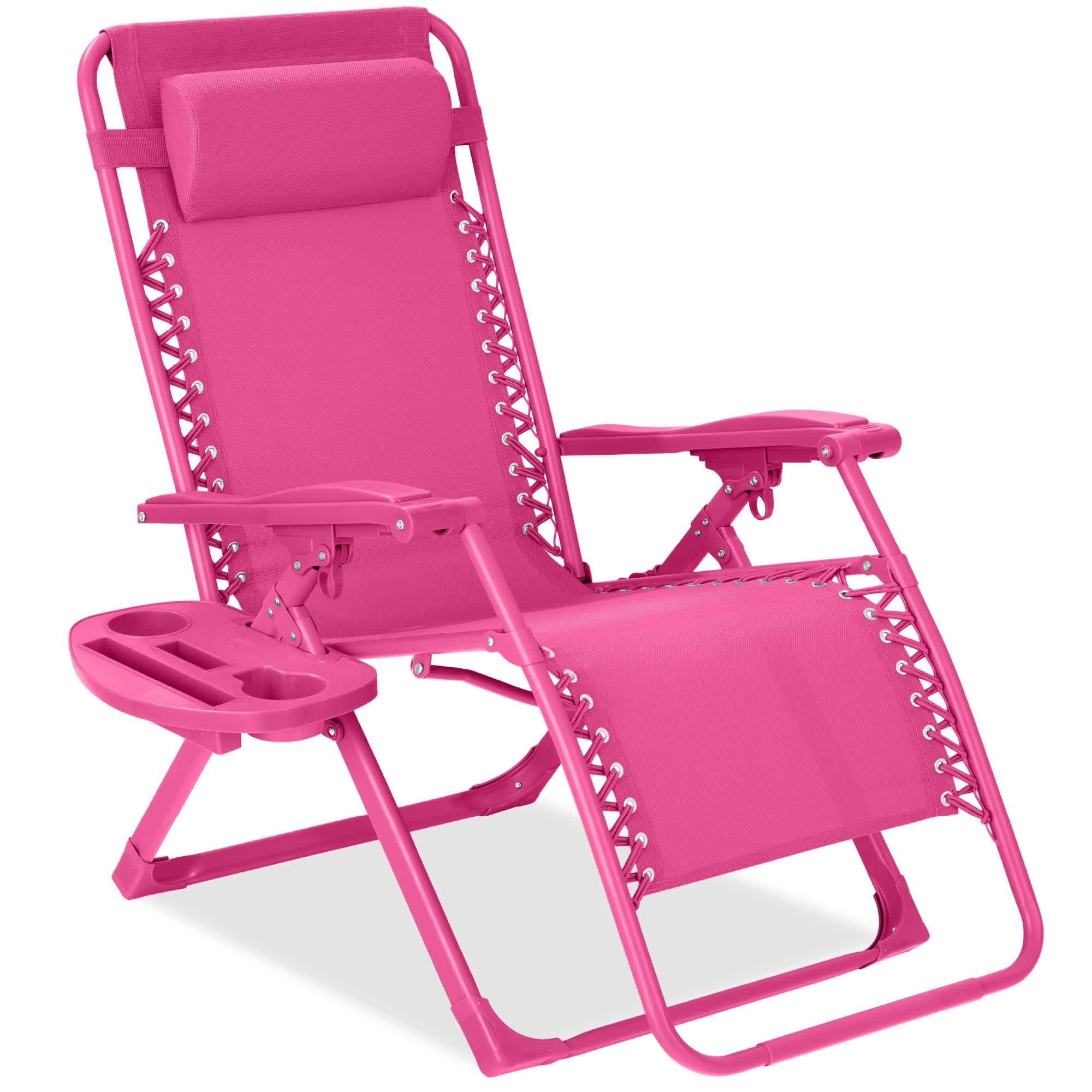 Best Choice Products Monochromatic Zero Gravity Chair Folding Patio Recliner w/Side Tray Headrest - Ultimate Pink one_size | SKY7865 | Lowe's