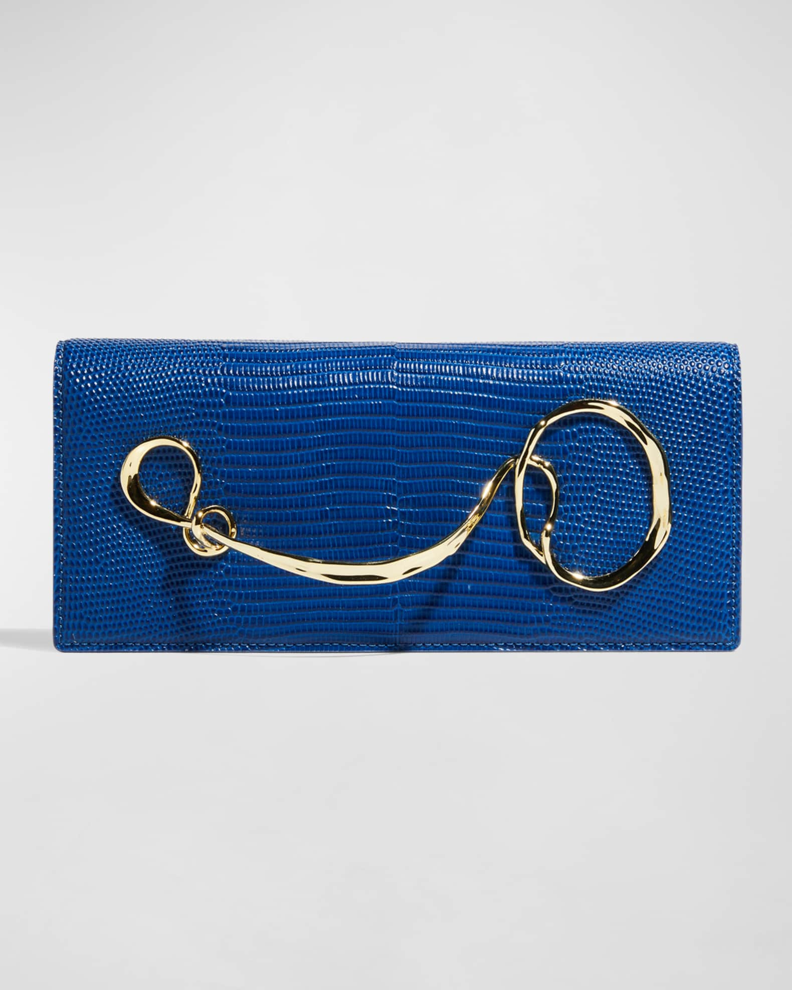 Alexis Bittar Twisted Lizard-Embossed Clutch Bag | Neiman Marcus