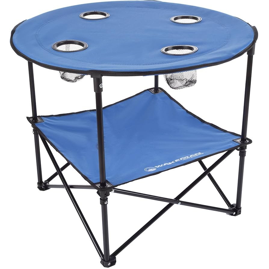 Wakeman Camp Table - Round 2-Tier Folding Table with 4 Cupholders and Carrying Bag - for Camping,... | Amazon (US)