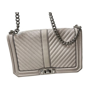 Rebecca Minkoff Small Love Crossbody Bag Grey Chevron Quilted Leather Silver HW | eBay AU