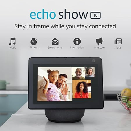 Echo Show 10 (3rd Gen) | HD smart display with motion and Alexa | Charcoal | Amazon (US)