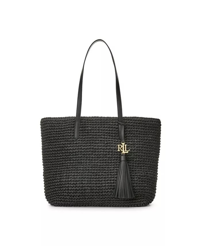 Lauren Ralph Lauren Crochet-Straw Medium Whitney Tote - Macy's | Macy's