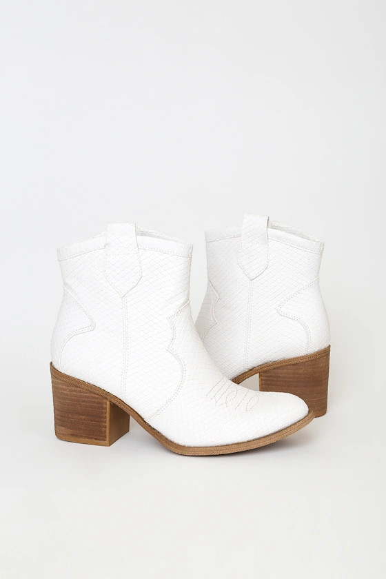 Unite White Snake Ankle Booties | Lulus (US)