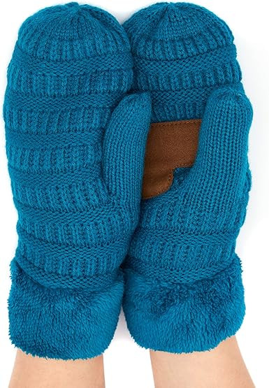 C.C CC Super Thick Fuzzy Fleeced Lined Warm Winter Knitted Mittens Gloves | Amazon (US)