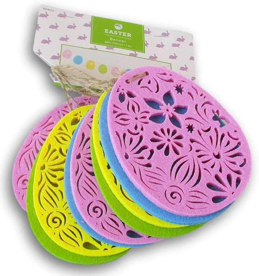 Easter Eggs Felt Cutout Garland Banner - 4 Foot | Amazon (US)