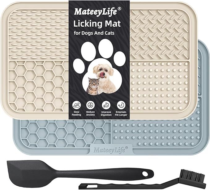 MateeyLife Large Lick Mat for Dogs and Cats with Suction Cups 2PCS, Dog Licking Mat for Anxiety R... | Amazon (US)