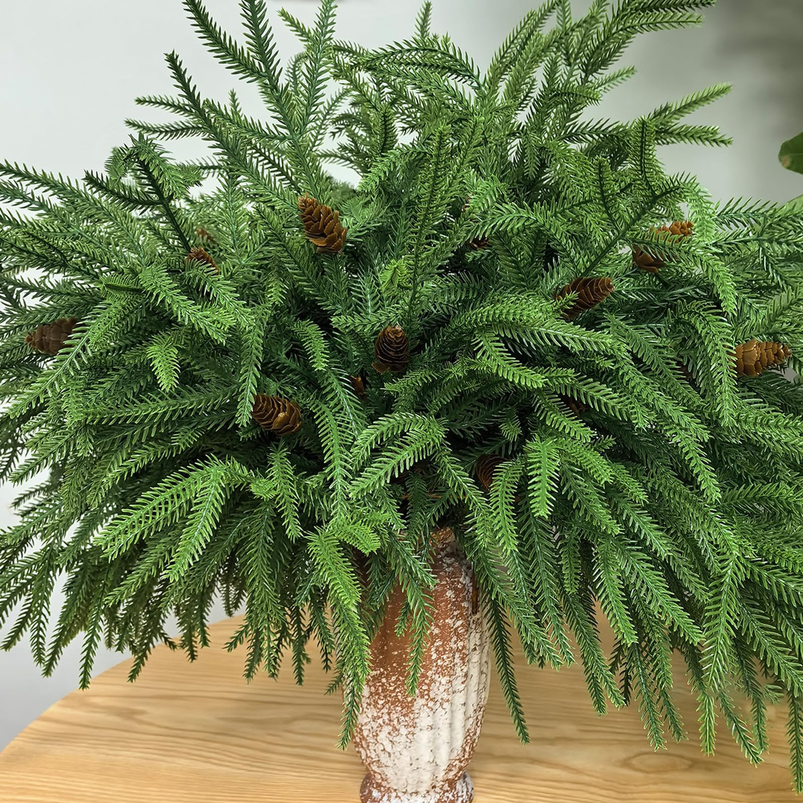 18IN Real Touch Norfolk Pine Branch 8PCS Artificial Christmas Green Plants Branches Faux Greenery... | Amazon (US)