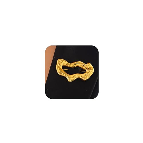 Gold Statement Simple Hollow Brooch Pin for Women, Vintage Unique Big Hammered Irregular Geometric Brooch Suit Costume Chest Accessories Jewelry Gift (Gold) | Amazon (US)