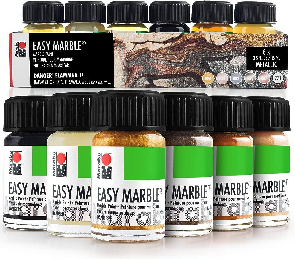 Marabu Easy Marble Paint Set - Metallic Colors Starter Set - Metallic Marbling Paint Kit for Kids an | Amazon (US)