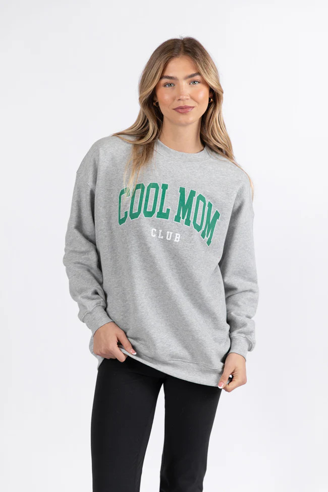 Cool Mom Club Light Grey Oversized Graphic Sweatshirt DOORBUSTER | Pink Lily
