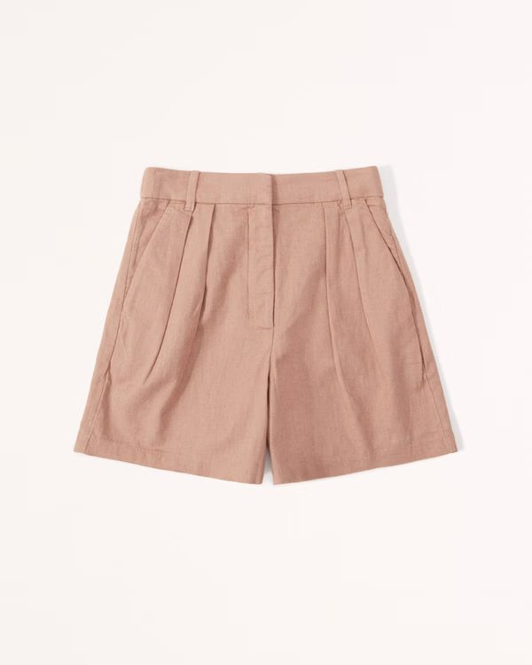 Ultra High Rise Linen-Blend Tailored Short | Abercrombie & Fitch (US)