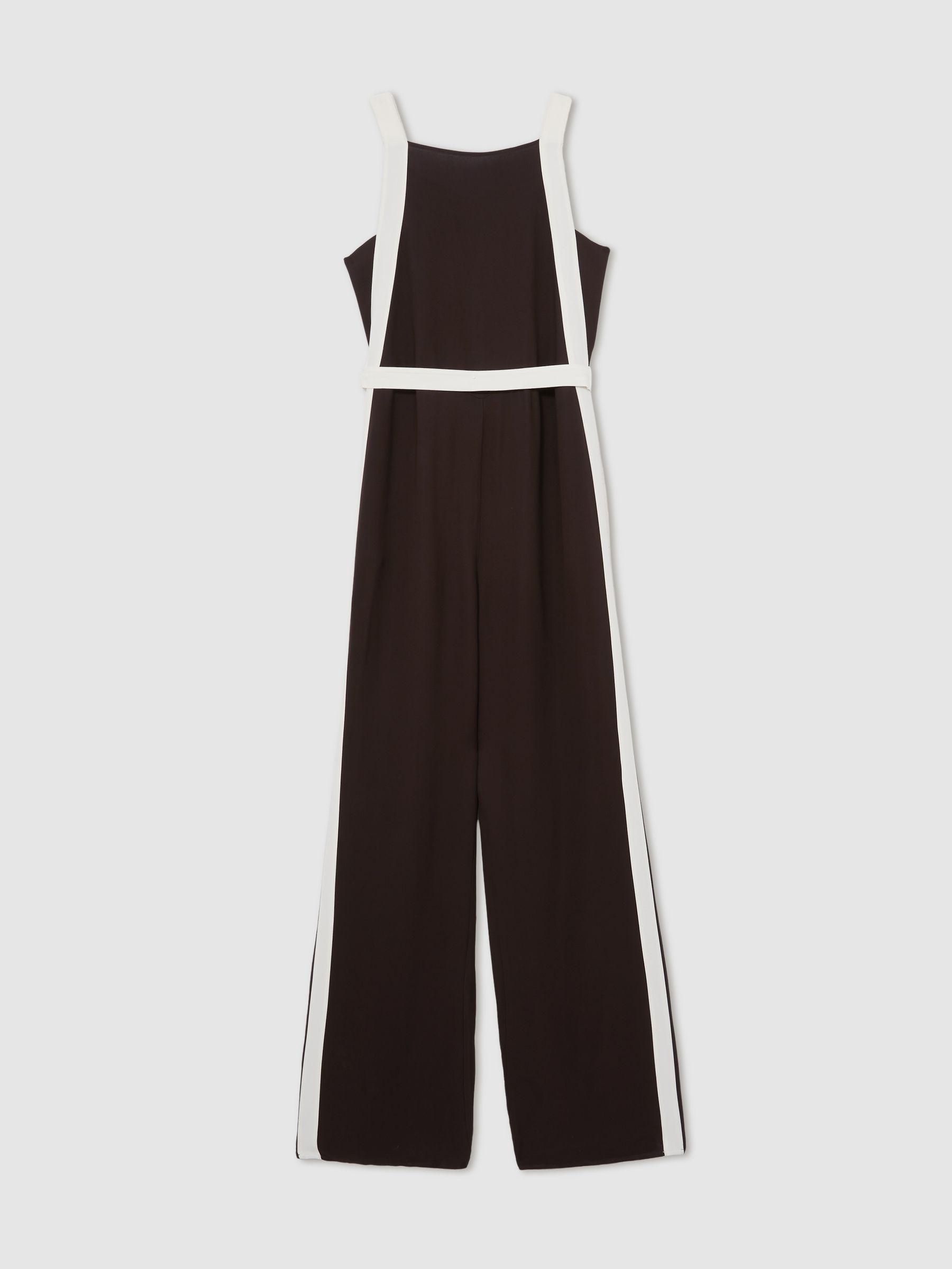 Colour-Block Wide-Leg Jumpsuit in Chocolate/Cream | Reiss UK