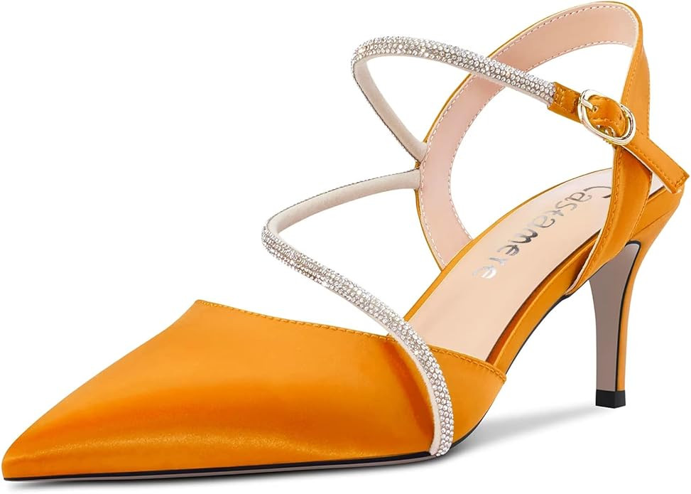 Castamere Donna Medio Spillo Tacco Heel a Punta Cinturino alla Caviglia Sandali Diamante Cristall... | Amazon (IT)