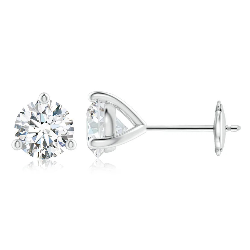 Lab-Grown Prong-Set Round Diamond Martini Stud Earrings | Angara Inc.