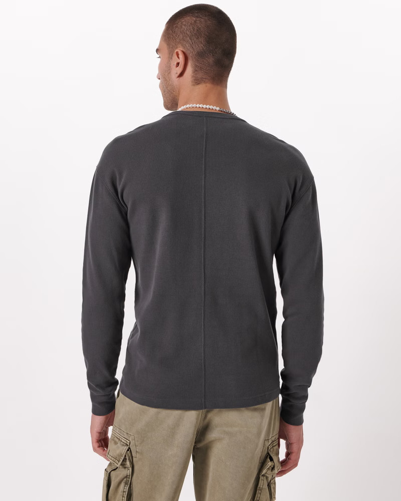 Men's Ribbed Thermal Long-Sleeve Henley | Men's 30% Off Select Styles | Abercrombie.com | Abercrombie & Fitch (US)