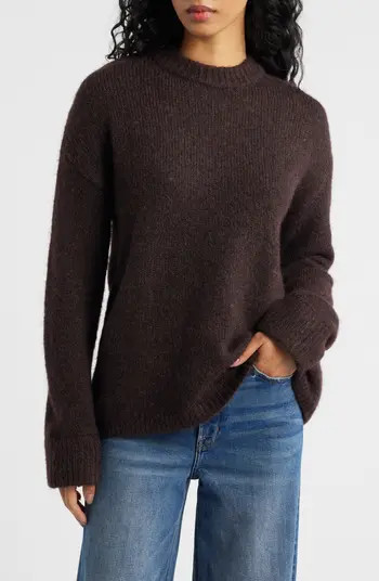 Boxy Fluffy Crewneck Sweater | Nordstrom