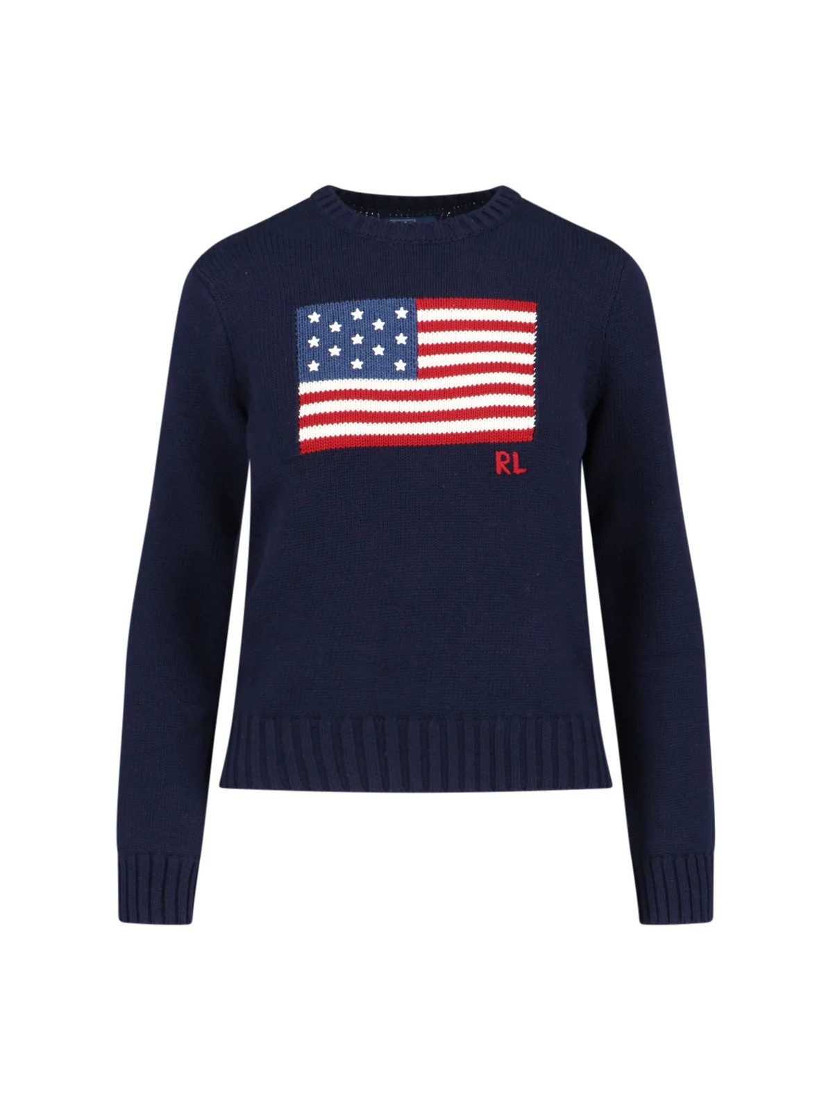 Polo Ralph Lauren Flag Intarsia Knit Sweater — Navy | Italist Inc.