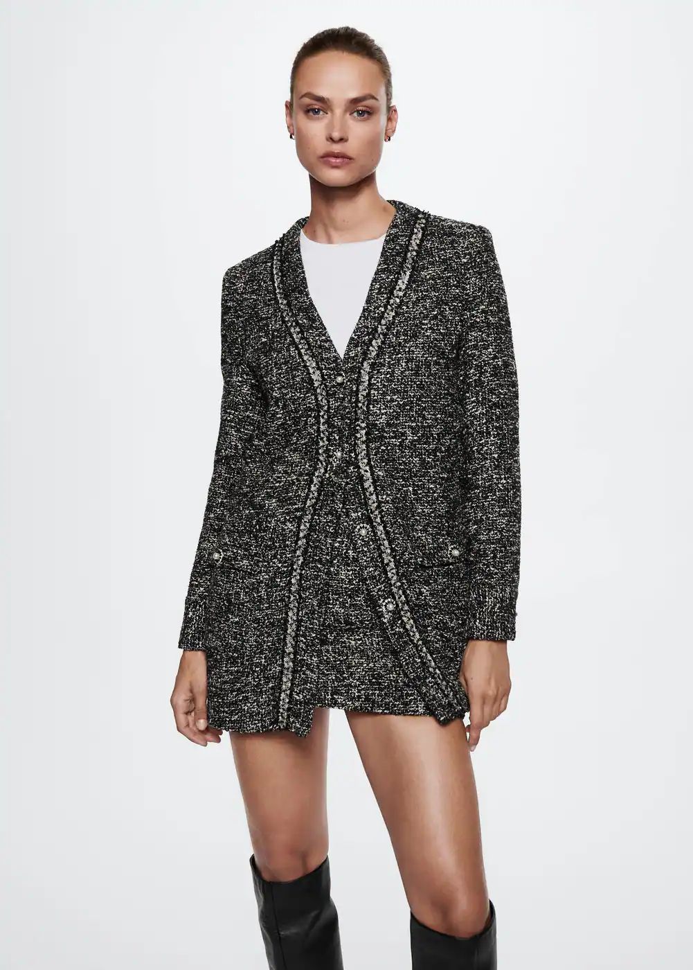 Tweed jacket with jewel buttonsREF. 37068261-CIRUELA-LM | MANGO (US)