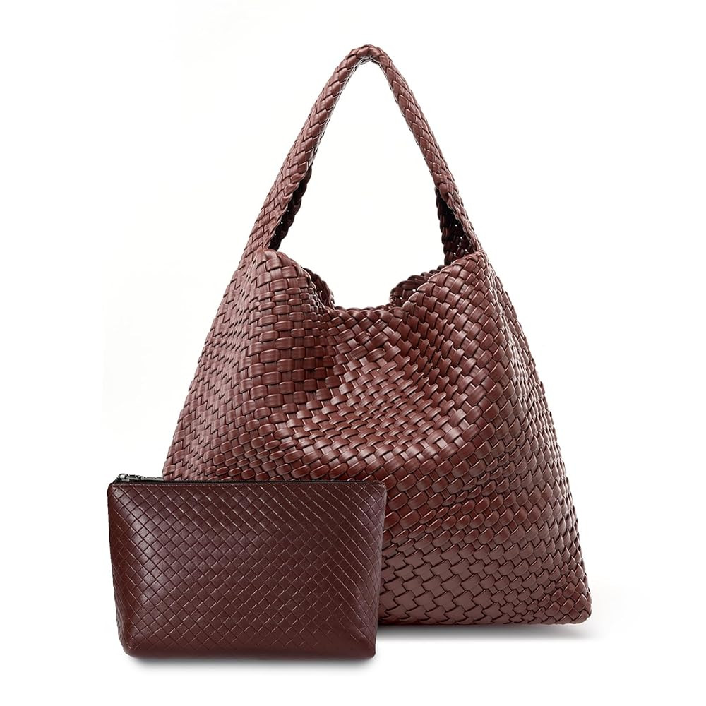 Large Woven Tote Bag for Women Weave Purse Woven Leather Handbag | Amazon (US)