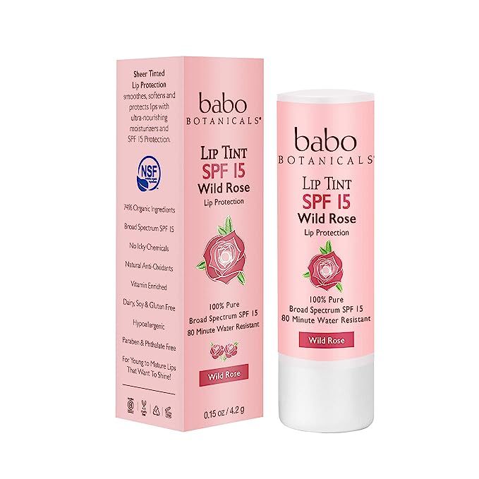 Babo Botanicals 70+% Organic Tinted Mineral Lip Conditioner SPF 15, Water-Resistant Lip Balm, Wil... | Amazon (US)