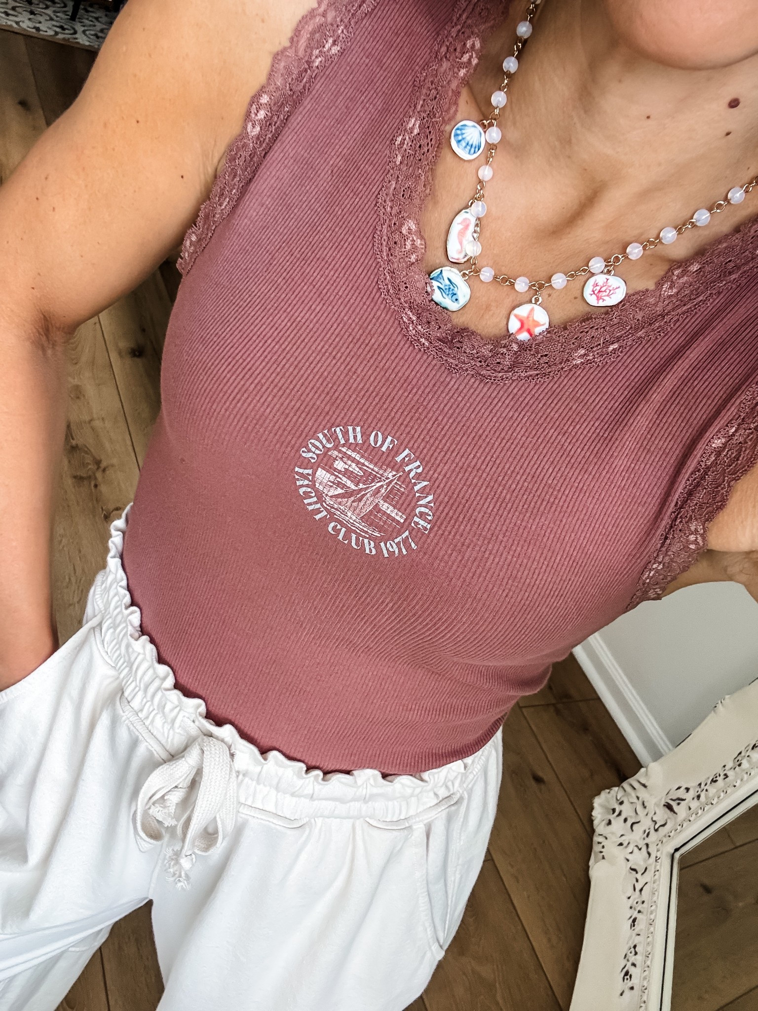 Small tank. Tank tops. Graphic tank tank top. Lace tank top. Charm necklace.

#LTKOver40 #LTKSaleAlert #LTKFindsUnder50