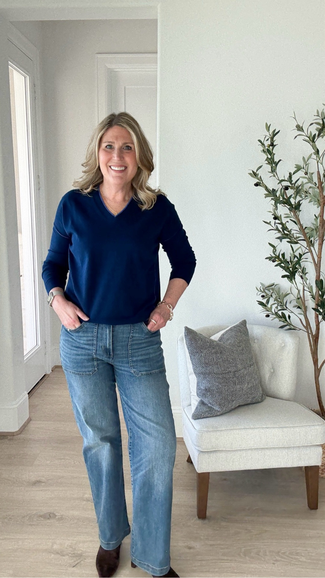 Sweater is relaxed and runs true to size. It’s very soft and comfortable. I plan to pair it with white jeans and flats this spring.
Denim are full length with utility pockets. They have some stretch and are very comfortable. Run true to size. ♥️ 

 #LTKWatchNow #LTKSaleAlert #LTKBeauty #LTKShoeCrush #LTKMidsize #LTKPetite #LTKPlusSize #LTKFindsUnder100 #LTKStyleTip #LTKTravel #LTKOver40 #LTKSeasonal #LTKWorkwear #LTKItBag #LTKootd