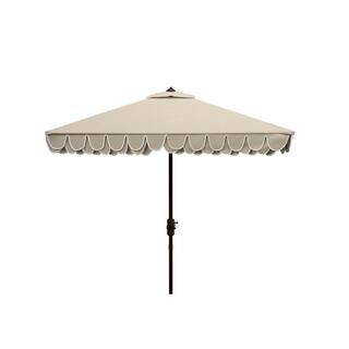 SAFAVIEH Elegant Valance 7.5 ft. Aluminum Market Tilt Patio Umbrella in Beige/White PAT8406C - Th... | The Home Depot