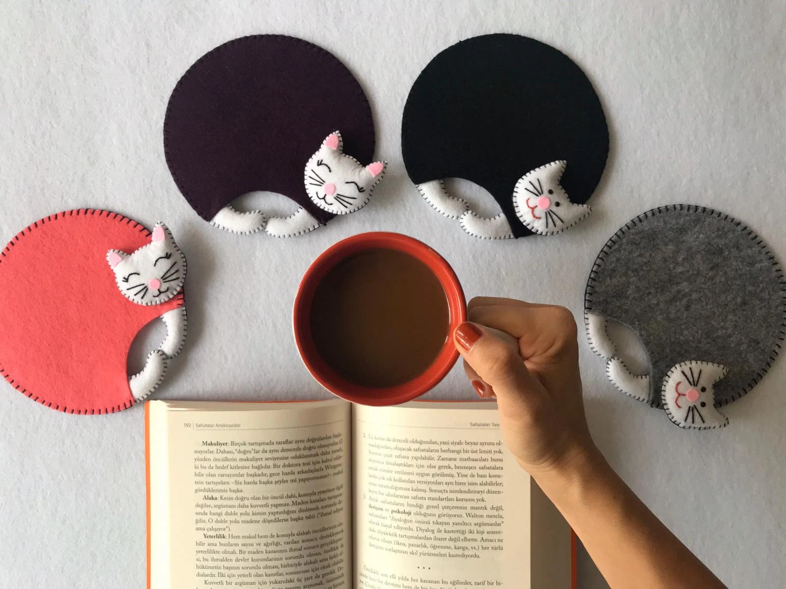 Cute Cat Coasters, Mug rug, Drink mat, Home Decor, Cat Lover Gift, Coffee, Tea, Kitchen, gag gift... | Etsy (US)