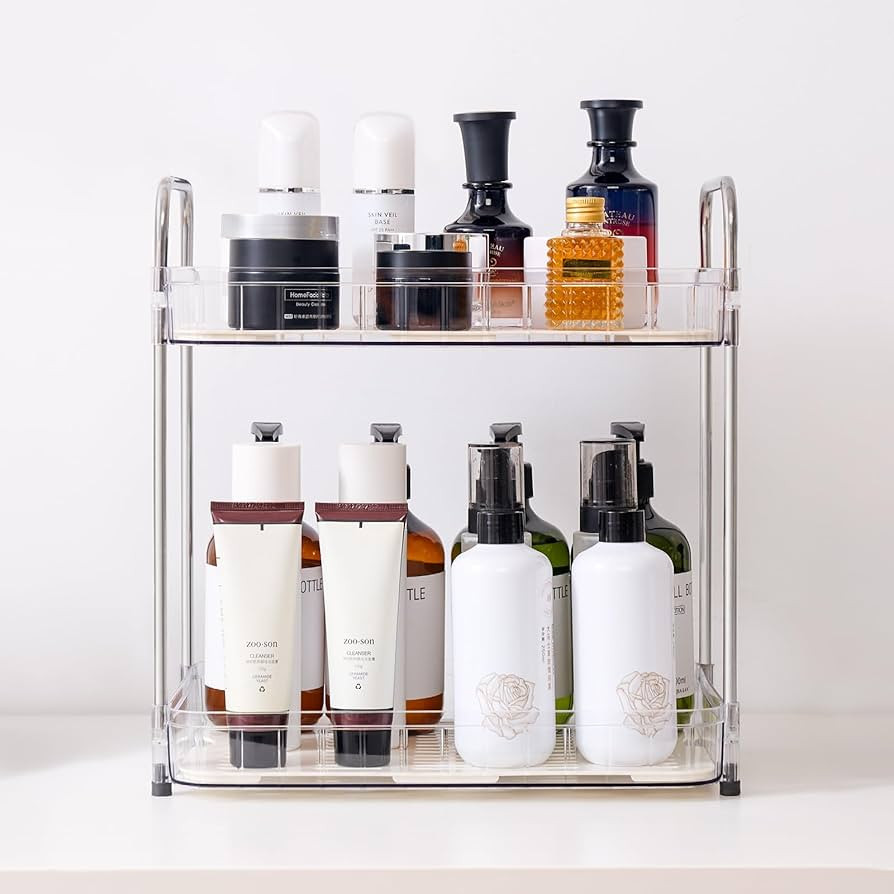 2-Tier Light Bathroom Countertop Organizers – Vanity Tray for Bathroom Organization and Decor, ... | Amazon (US)