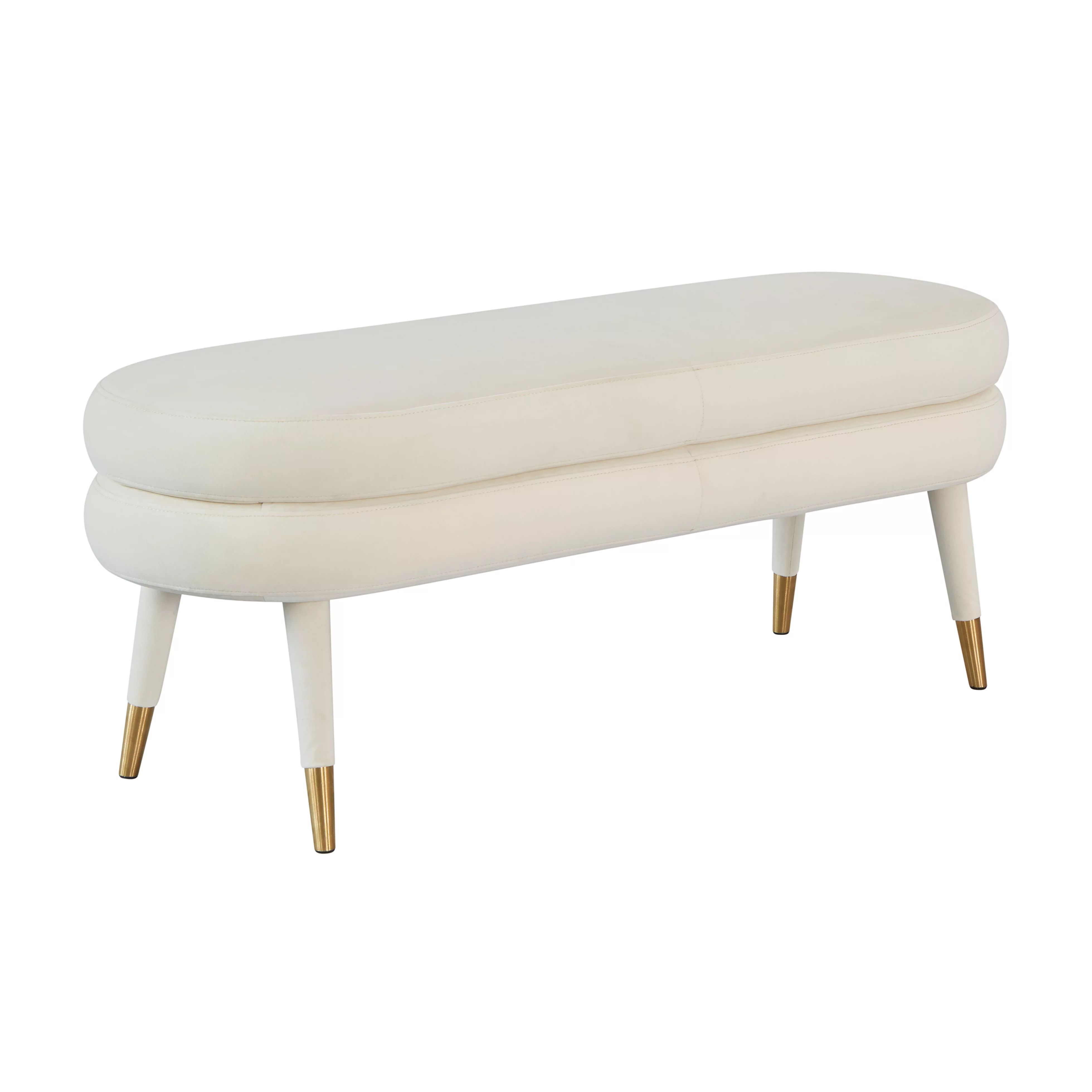 TOV Furniture Betty Cream Velvet Bench With Gold Tipped Legs | Walmart (US)