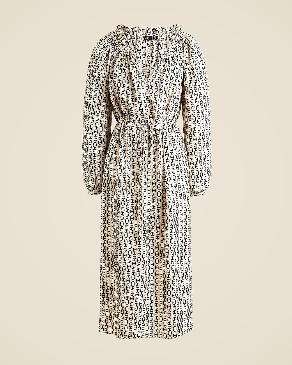 Ruffleneck midi dress in vintage links print | J. Crew US