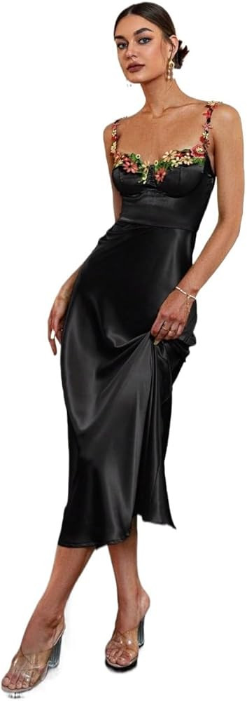 Dresses for Women Sleeveless 2024 Floral Embroidery Cami Dress Trendy Dress | Amazon (US)