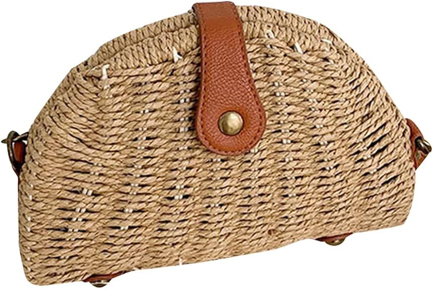 Crossbody Straw Bag Womens Rattan Woven Handbag for Beach Travel | Amazon (US)